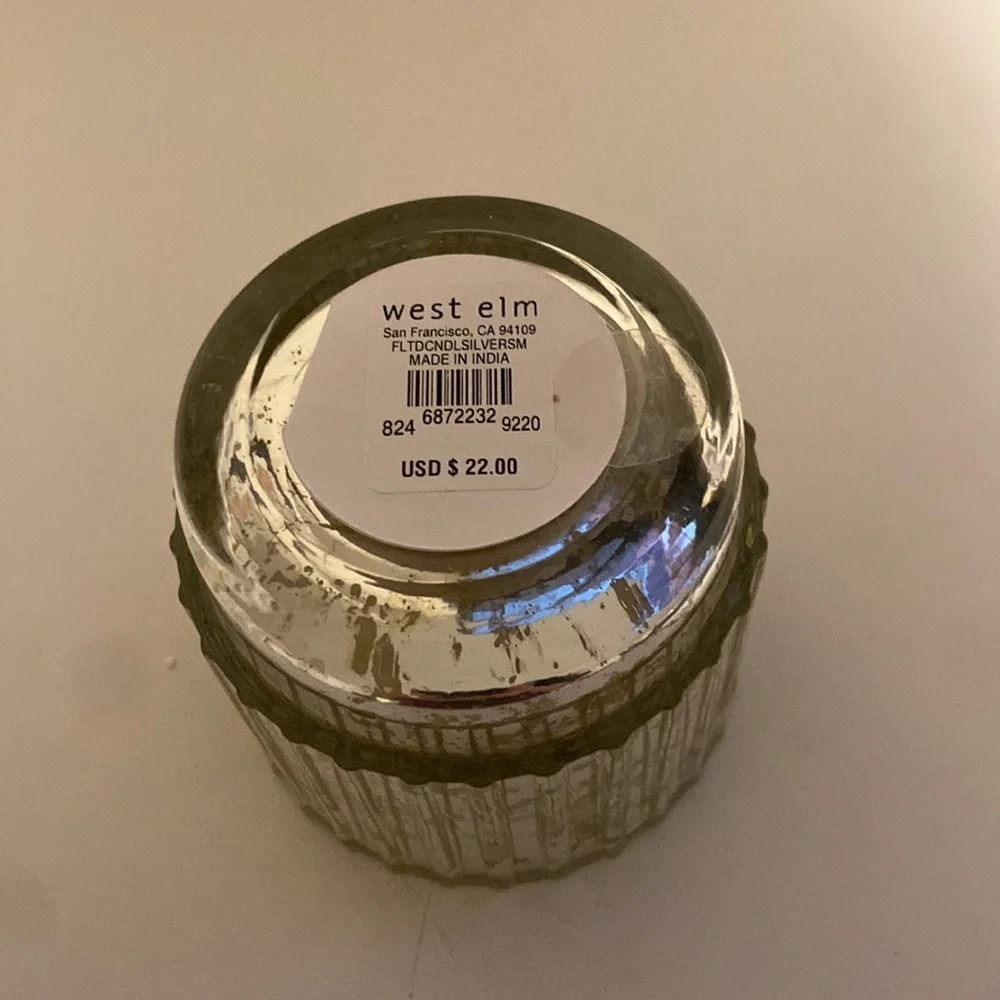West Elm Mercury Glass Fluted Candle - Cypress Sage
